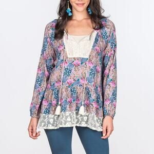 Matilda Jane Sew Perfect Tunic Top Floral Lace Size Large